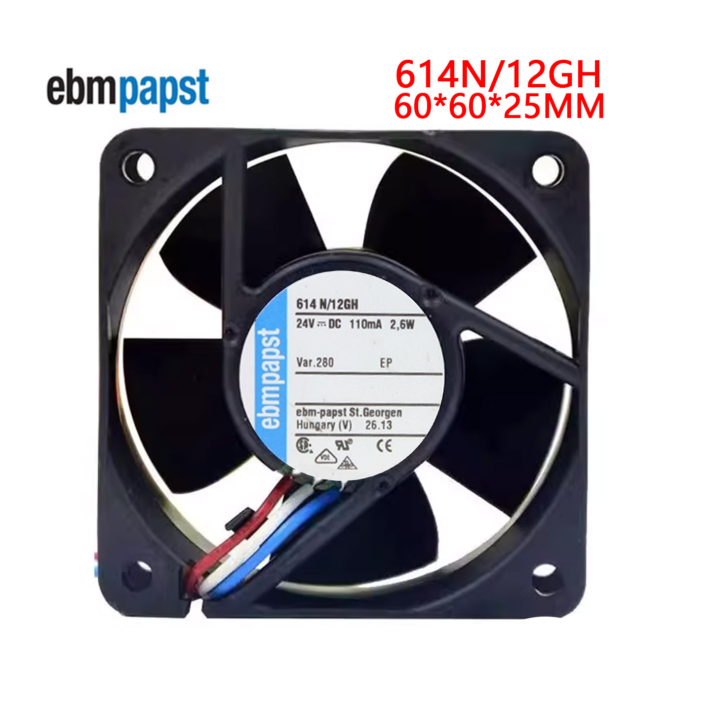 全新原装德国直流风机 24v 614N/12GH 110MA 2.6W 变频器散热风扇
