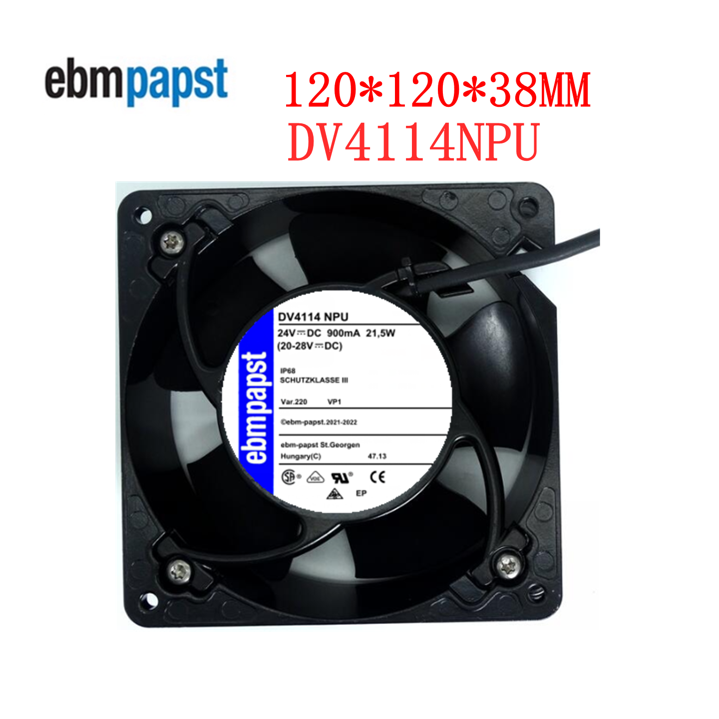 全新德国 DV4114NPU风扇 12038 24V 0.9A IP68 12cm防水散热风机