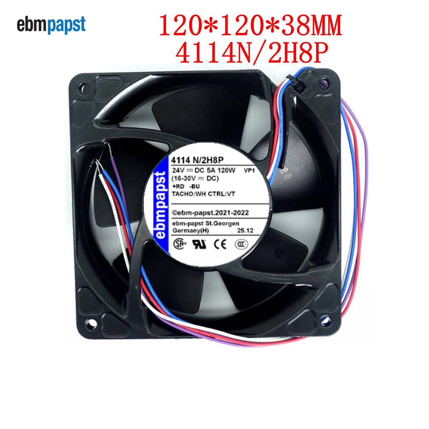 全新原装德国风机 4114N/2H8P 风扇DC24 V 5A 120W 4线高端风扇