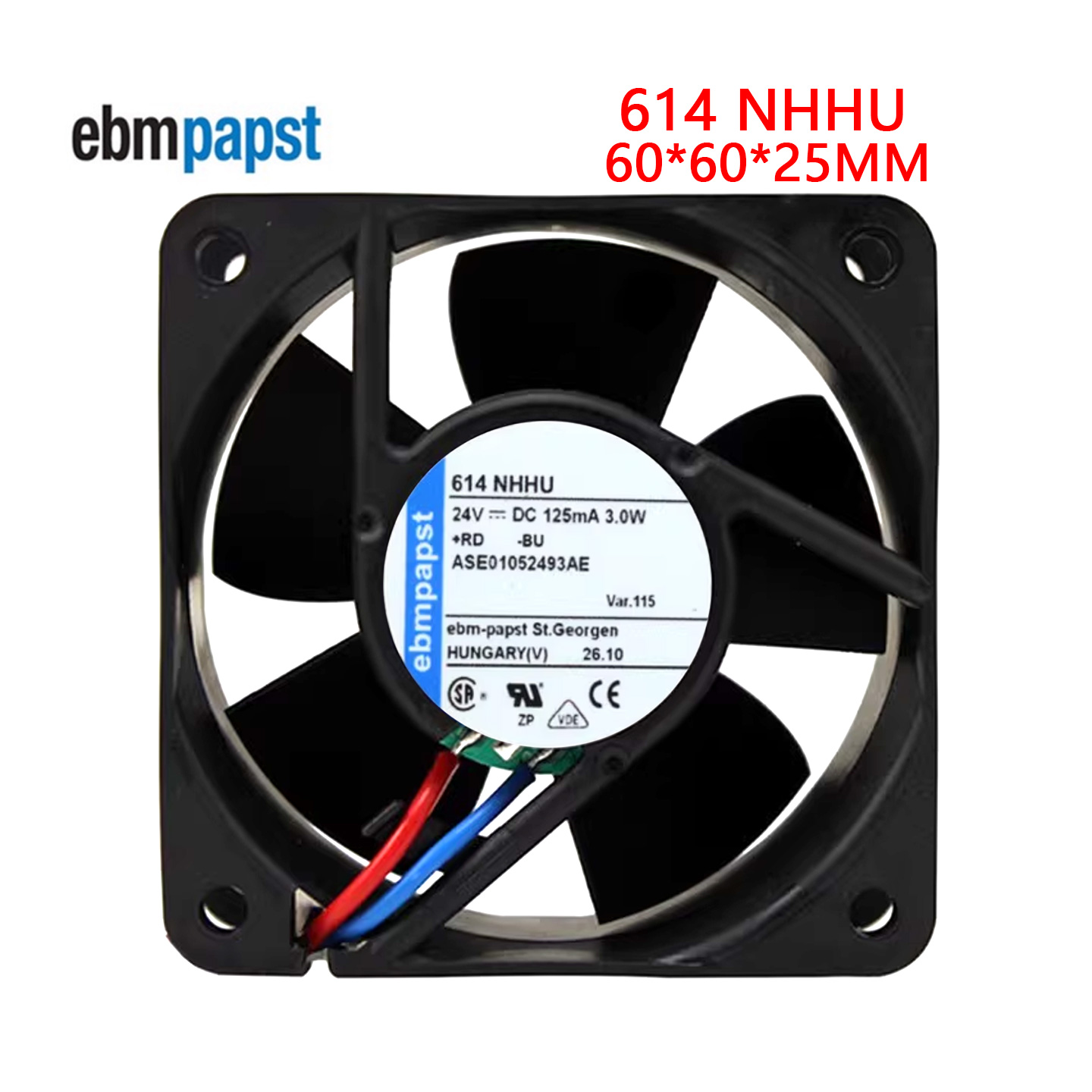 全新进口原装德国直流风扇 614NHHU DC24V 3.0W 125mA 6cm风扇
