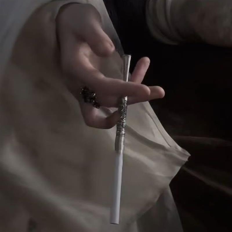 新中式烟杆个性复古合金花纹錾刻烟鬼烟杆小众创意银色便携