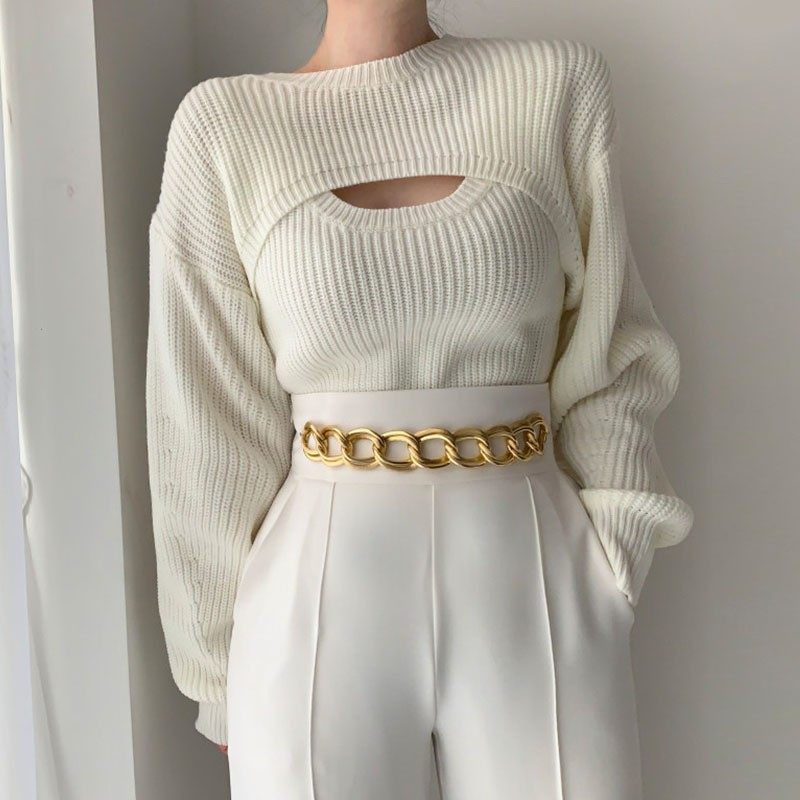 韩版秋冬新款气质简约风修身针织衫背心休闲短款毛衣罩衫两件套女,个性定制/设计服务/DIY,连衣裙加工定制,淘宝优惠券,粉丝福利购,淘宝优惠卷