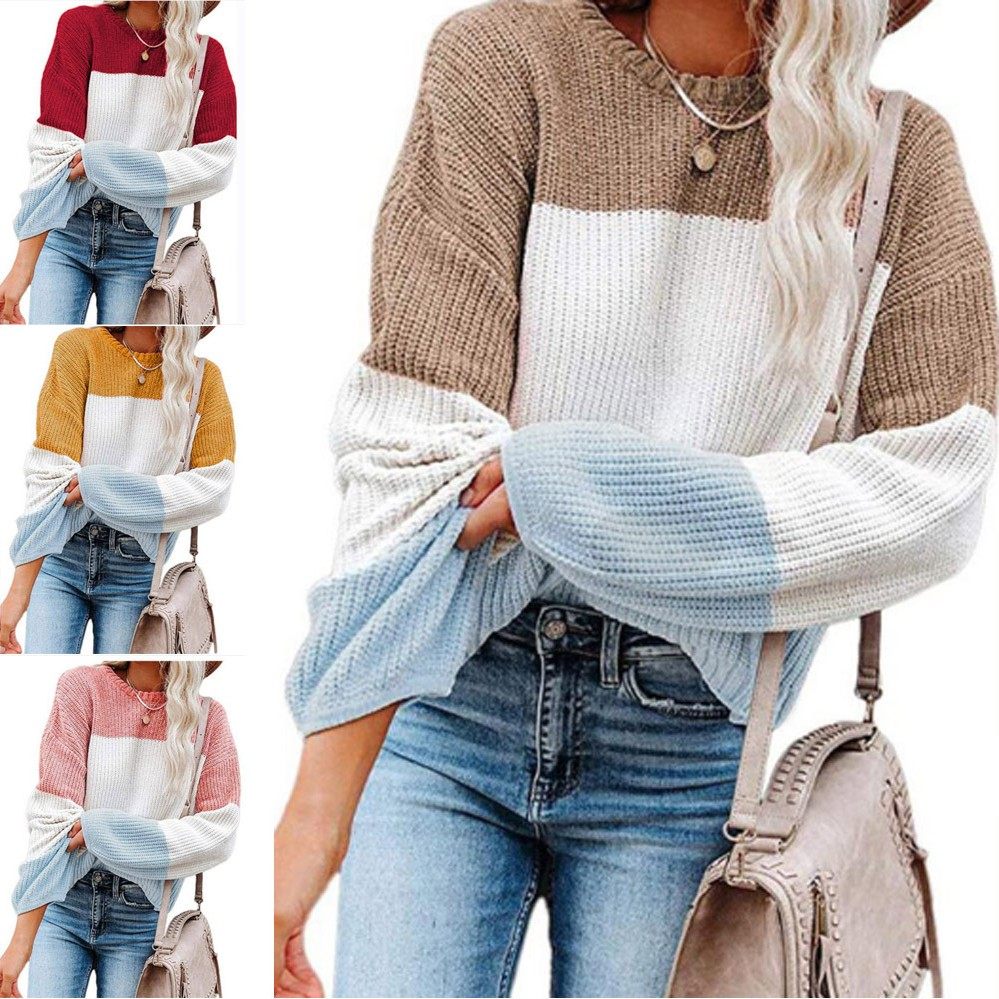 新款欧美外贸亚马逊秋冬款撞色针织衫灯笼袖套头毛衣女款,个性定制/设计服务/DIY,连衣裙加工定制,淘宝优惠券,粉丝福利购,淘宝优惠卷
