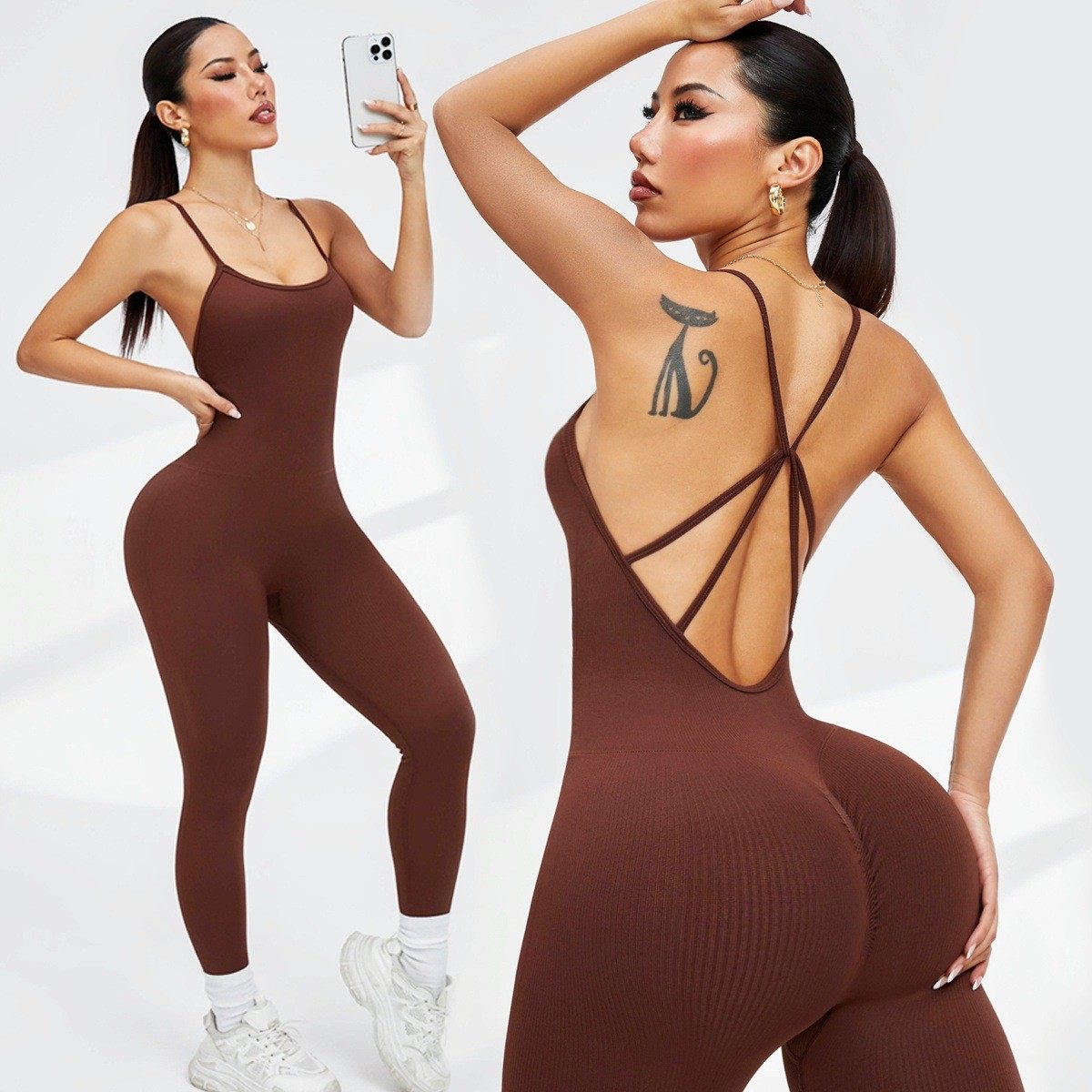 欧美性感连体瑜伽服蜜桃臀速干交叉美背无胸垫紧身健身长裤连体衣,个性定制/设计服务/DIY,连衣裙加工定制,淘宝优惠券,粉丝福利购,淘宝优惠卷
