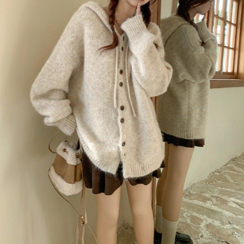 秋冬新款韩国东大门纯色连帽针织开衫女软糯宽松慵懒百搭毛衣外套,个性定制/设计服务/DIY,连衣裙加工定制,淘宝优惠券,粉丝福利购,淘宝优惠卷