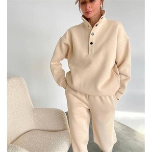 套装 Tracksuit Fleece Pants Set Sweatshirt 欧美休闲运动卫衣裤