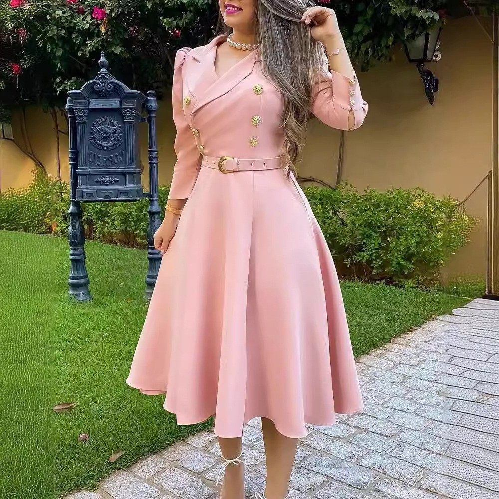 跨境欧美春季新品女装外套翻领褶皱绑带腰带气质通勤连衣裙,个性定制/设计服务/DIY,连衣裙加工定制,淘宝优惠券,粉丝福利购,淘宝优惠卷