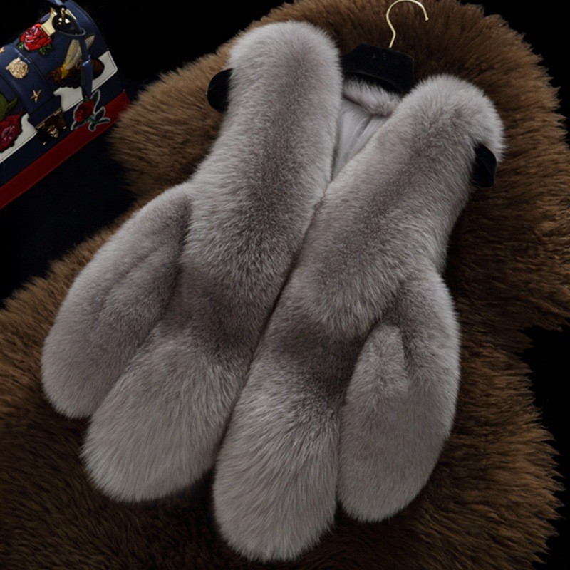 海宁仿皮草厂家背心仿狐狸毛皮草马甲新款短款外套女士修身