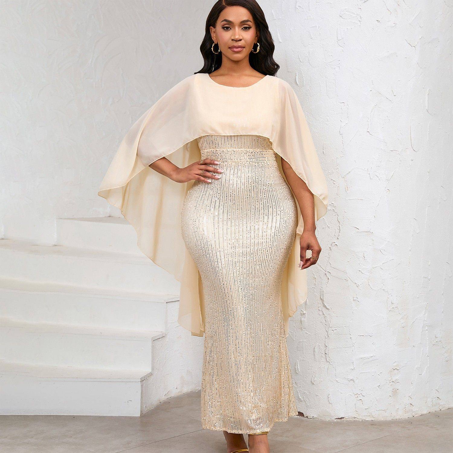 欧美女装春新款时尚雪纺斗篷亮片包臀长裙宴会派对礼服连衣裙,模玩/动漫/周边/娃圈三坑/桌游,lolita洛丽塔连衣裙,淘宝优惠券,粉丝福利购,淘宝优惠卷