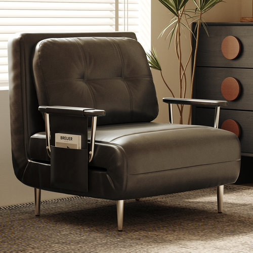 神憩油蜡皮折叠沙发床单人两用家用卧室客厅阳台复古小户型沙发床