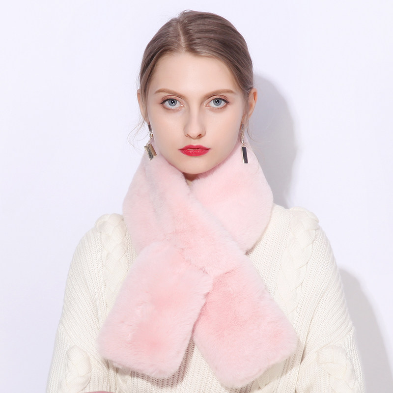 围脖女款2025新款獭兔毛保暖可爱毛绒毛毛百搭围巾女秋冬