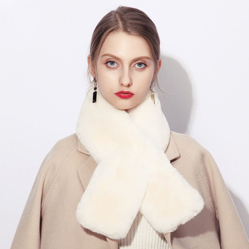 围巾女款仿獭兔毛毛绒围巾新款冬季百搭保暖兔毛保暖围脖