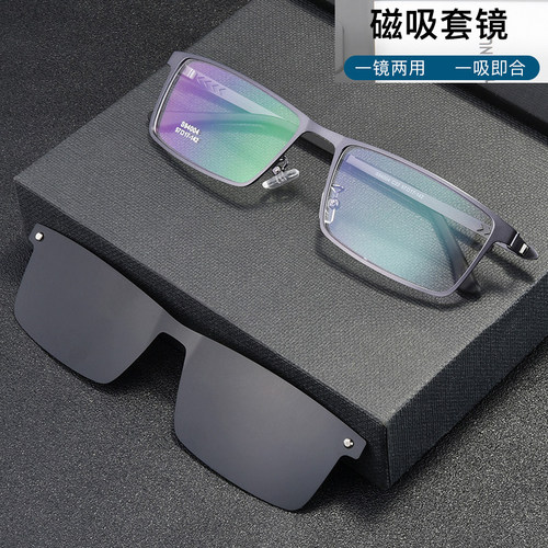 全框商务眼镜架弹簧夹片近视男