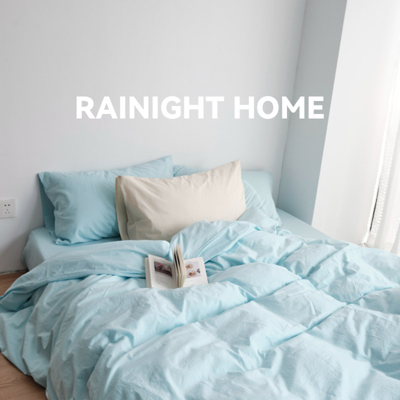 冰川蓝~纯水洗棉麻四件套床上用品被套床单床笠款学生宿舍三件套