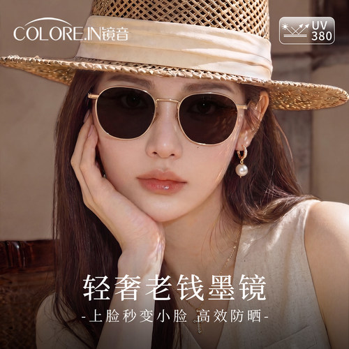 老钱风墨镜女高级感金属框偏光