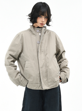 OV原创美式复古重水洗工装棉服外套女冬季宽松加绒保暖立领棉衣男