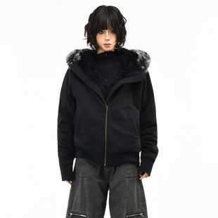 OV原创美式合身卫衣座山雕棉服外套女冬季小个子短款加绒加厚棉衣