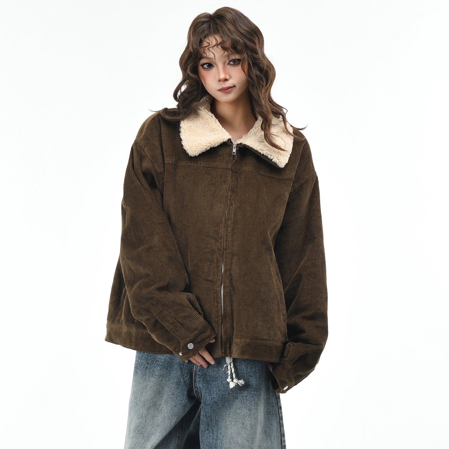 原创美式水洗灯芯绒短款棉服外套