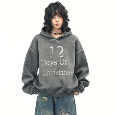 原创美式哈苏特做旧短款连帽卫衣