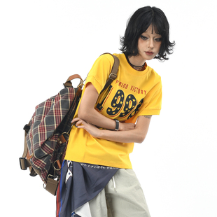 女夏季 OV原创 美式 1998复古星星印花短袖 索罗娜凉感T恤潮 正肩短款