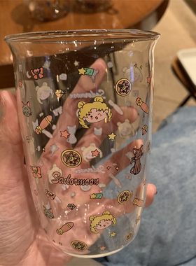【又又海】可爱卡通美少女玻璃杯 高硼硅耐高温水杯咖啡杯牛奶杯