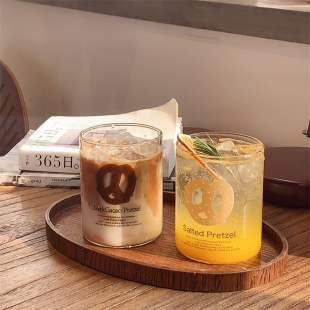 网红牛奶杯咖啡杯早餐杯水杯 又又海 韩式 ins风碱水面包玻璃杯