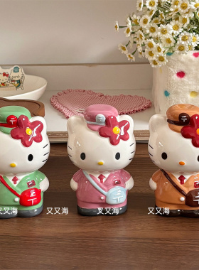 【又又海】外单可爱Kitty邮差存钱罐 卡通桌面陶瓷摆件少女心礼物