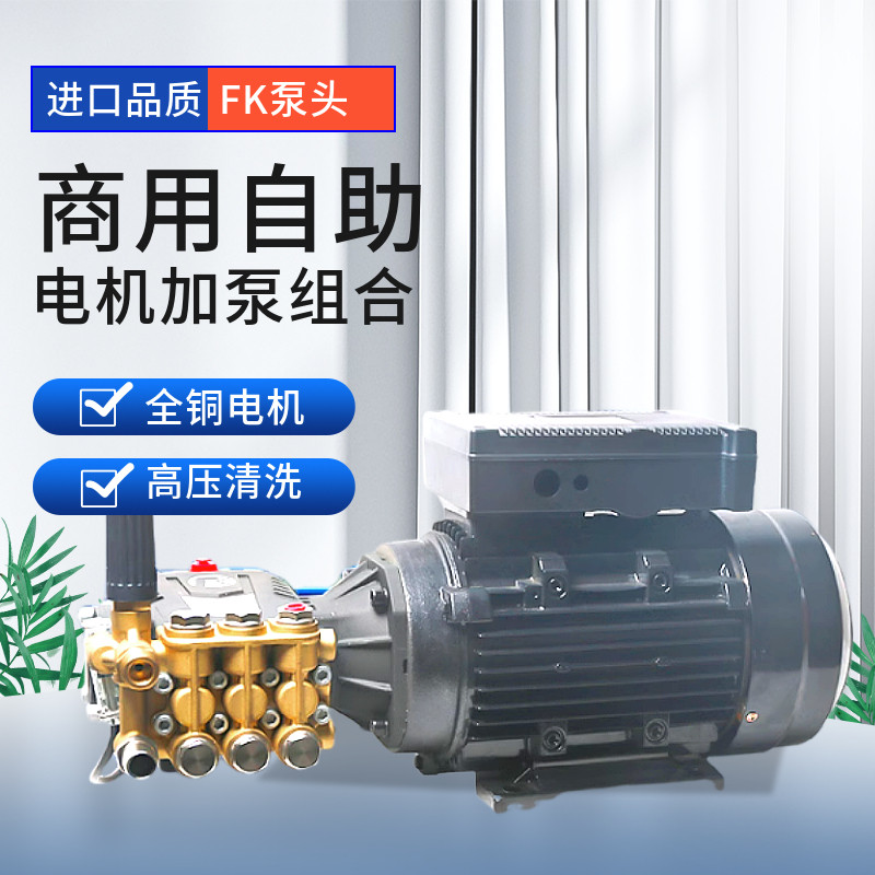 进口FK商用高压清洗机220V国标电机加泵头洗车机380V泵总成自助洗