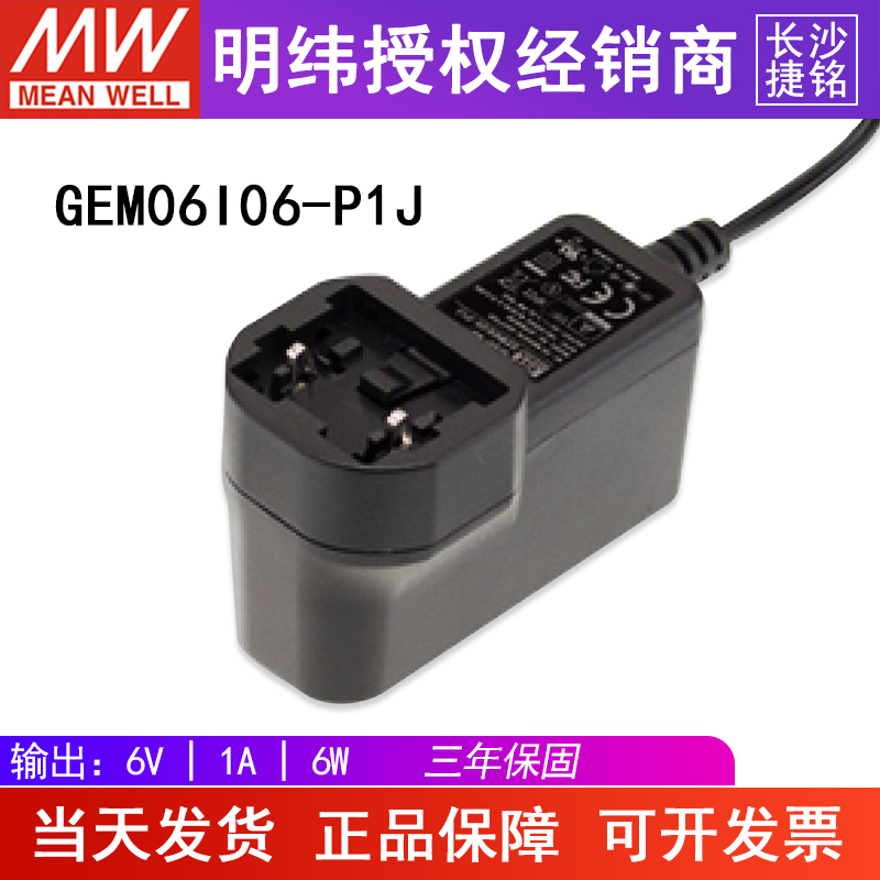 台湾明纬GEM06I06-P1J电源适配器6V1A6W医疗型 不含插头