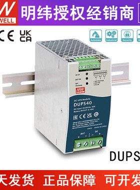 台湾明纬DUPS20/40电源24V20A40A直流不间断导轨类DC UPS模块