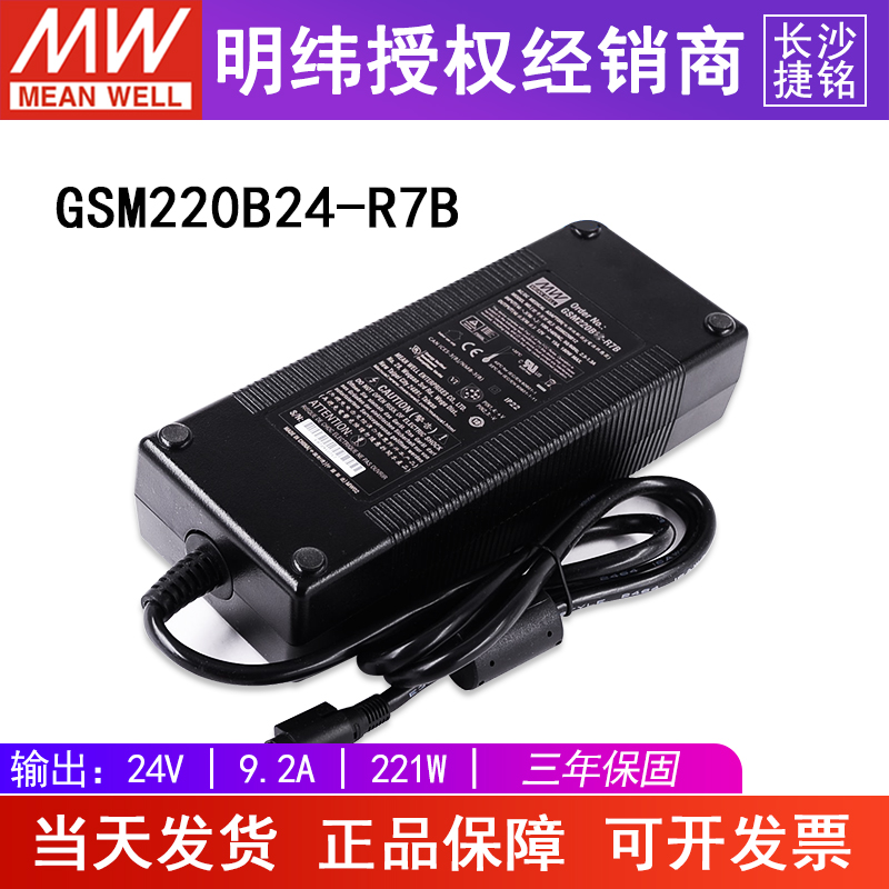 台湾明纬GSM220B24-R7B电源适配器220W24V9.2A两插直流医疗型