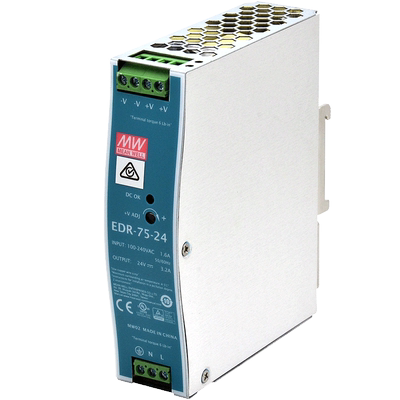 台湾明纬EDR-75-24V开关电源76.8W3.2A工控直流稳压导轨式小体积