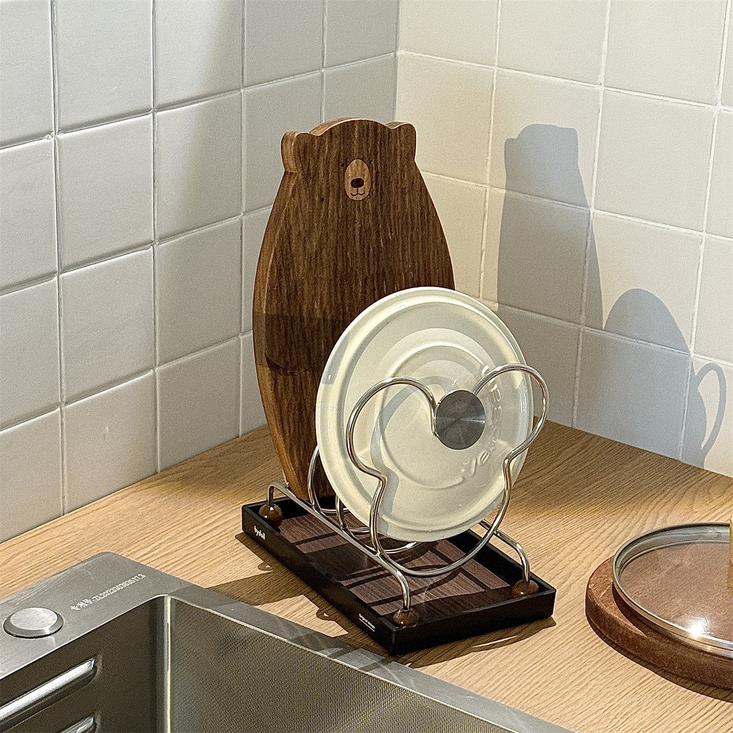 高级感~ 304不锈钢厨房砧板架家用菜板案板架台面锅盖架子