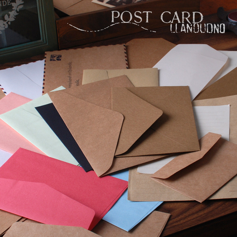 简约 牛皮彩色信封信纸 西式古风迷你贺卡 相片 银行卡房卡CD纸