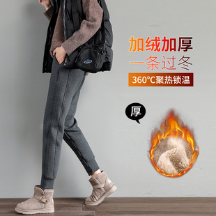 宽松束脚羊羔绒外穿棉裤 小个子加厚休闲卫裤 子 女秋冬季 加绒运动裤