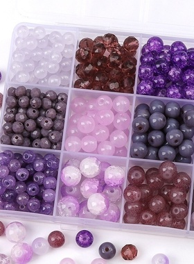 紫色系列仿玉石玻璃琉璃圆珠隔珠diy手工串珠手链项链材料墩墩珠