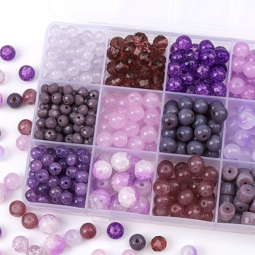 紫色系列仿玉石玻璃琉璃圆珠隔珠