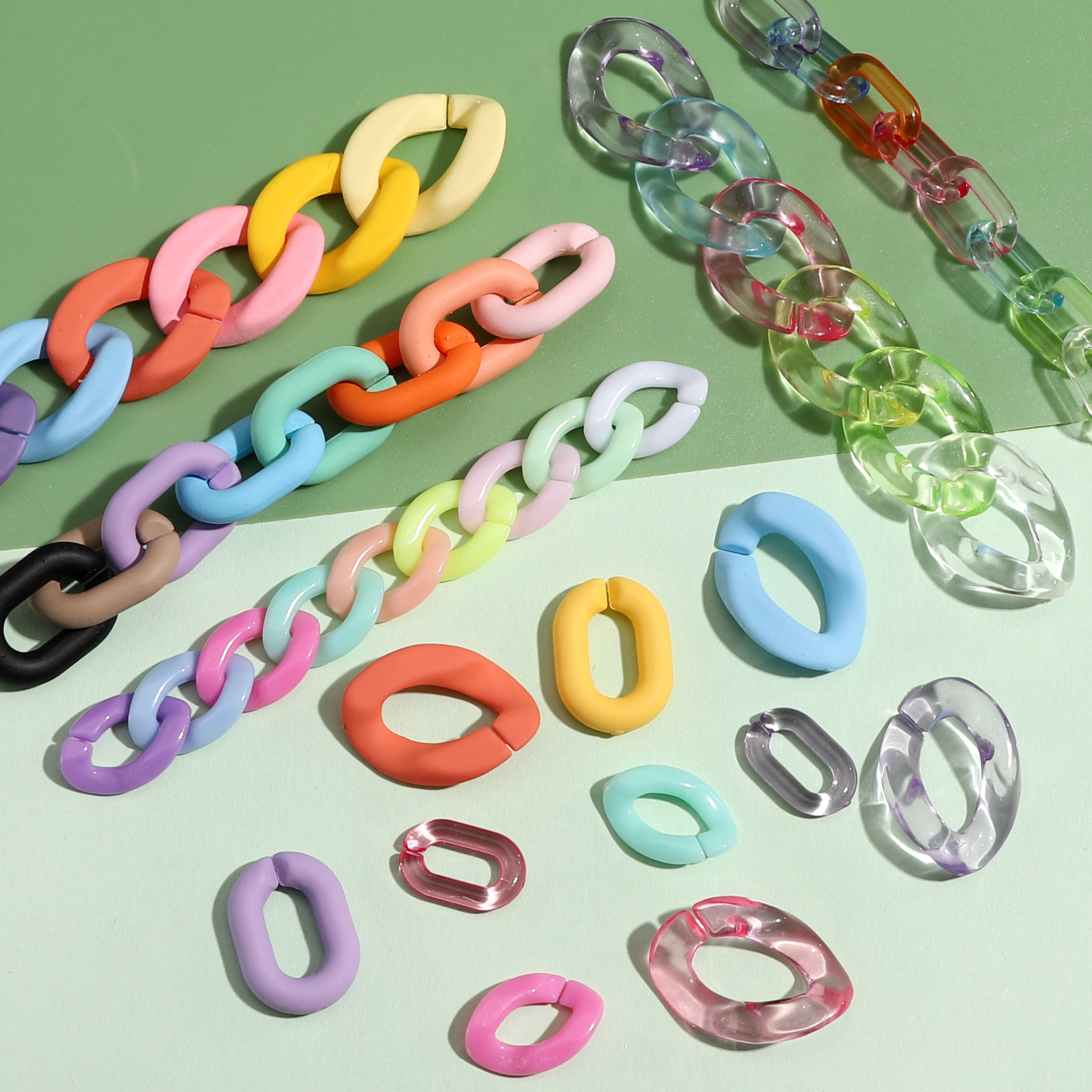 亚克力彩色亮面u型链条插扣椭圆形开口圈DIY饰品发饰手工艺品配件