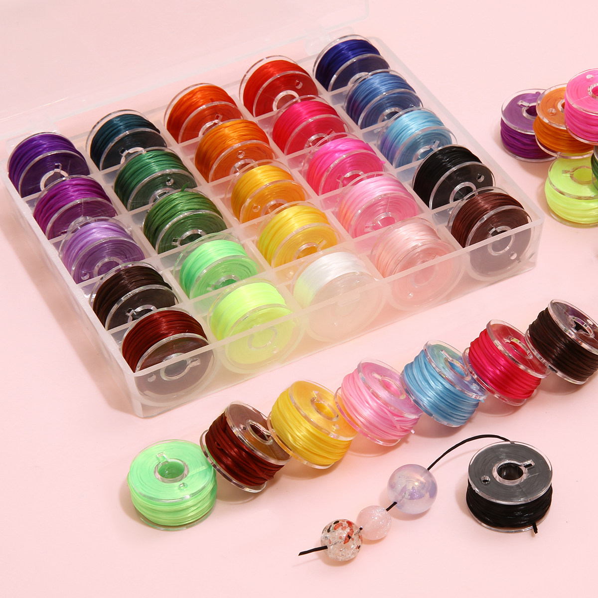 25格彩色穿珠子的水晶弹力线套盒 松紧线手链绳串珠耐磨皮筋超细,五金/工具,水表,淘宝优惠券,粉丝福利购,淘宝优惠卷
