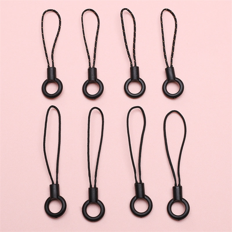 手机挂绳配件黑色圆圈小绳头 DIY挂链短绳吊绳挂钩手链环U盘挂绳