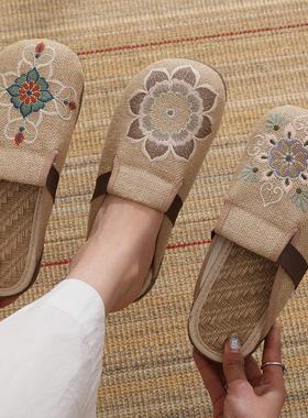 新中式外穿包头拖鞋女平底勃肯鞋老北京布鞋一脚蹬软底懒人透气夏