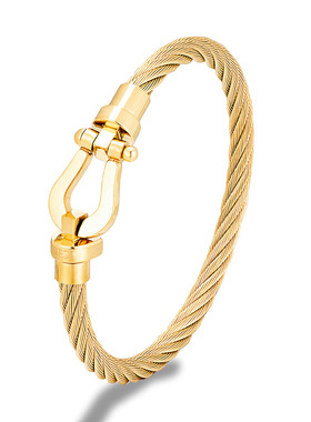 欧美热销马蹄形磁铁扣不锈钢钢丝手镯 diy可定 logo手镯 饰品