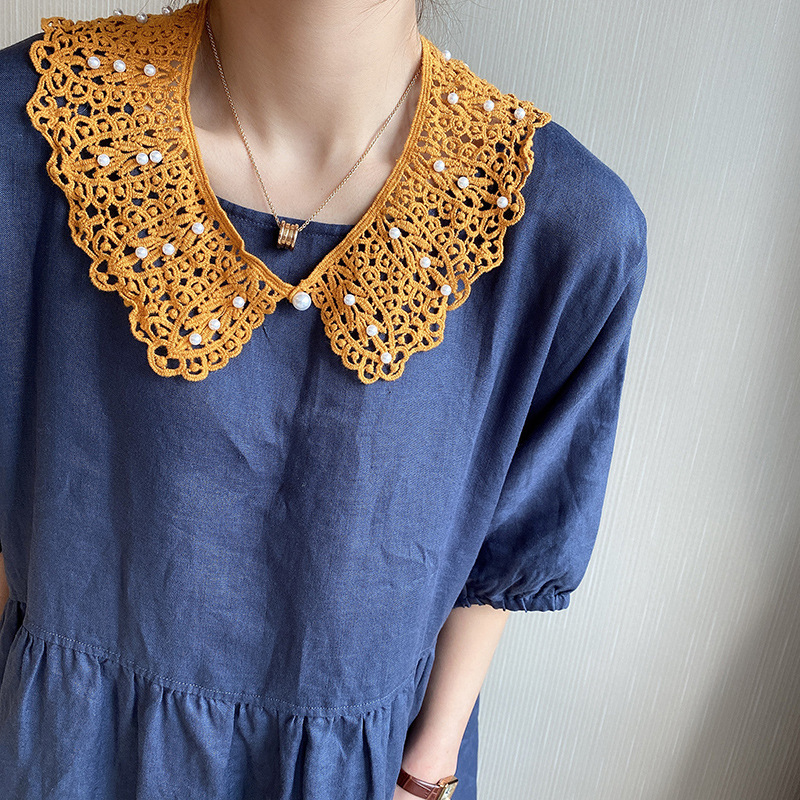 钉珠棉质蕾丝外搭披肩女春夏百搭配衬衫裙子装饰围巾假领子坎肩