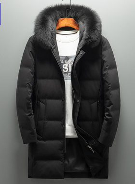 罗蒙狐狸大毛领90白鸭绒羽绒服男