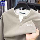 罗蒙海鸥领假两件针织圆领卫衣秋冬新款 运动外套 男士 时尚 胸标长袖