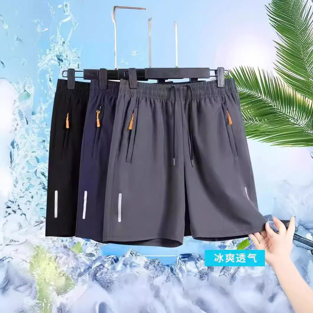 夏季冰丝大码短裤速干透气五分裤男士休闲运动大码薄款跑步沙滩裤
