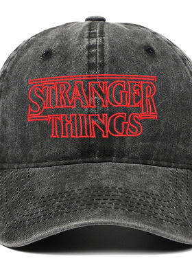 跨境专供怪奇物语 STRANGER THINGS字母刺绣 多色水洗做旧棒球帽