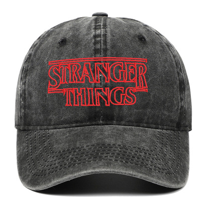 跨境专供怪奇物语 STRANGER THINGS字母刺绣 多色水洗做旧棒球帽