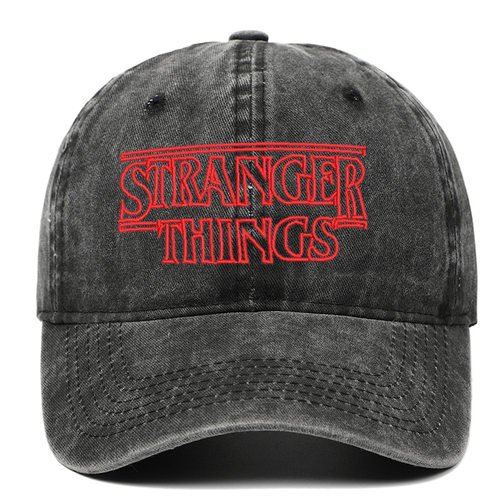 跨境专供怪奇物语 STRANGER THINGS字母刺绣 多色水洗做旧棒球帽