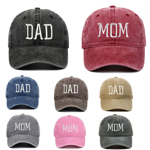 情侣款全家亲子棒球帽水洗棉DAD MOM mini爸爸妈妈刺绣棒球帽复古